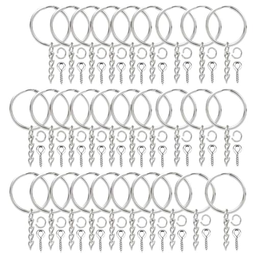 50 Fache Silberschrauben Augenstift Für Schlüsselringe W/Kette Und Open Jump Extender Augenstifte Schlüsselkettenring JE Inspirierende Zauber von Psdndeww
