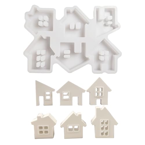 6-in-1 Haus-Silikonformen für Epoxidharz, Schokolade, Gips, Dekoration, Silikonformen für Seifenherstellung 6-in-1 Haus-Silikonformen für Epoxidharz, Schokolade, Gips, Dekoration, Silikonformen für Seifenherstellung von Psdndeww