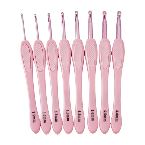 Ergonomische Häkelnadeln, Anfänger, Häkelbegeisterte, 8 Größen, langer Griff, Häkelnadeln, 2,5 - 6 mm, 8 Stück Ergonomische Häkelnadeln, Anfänger, Häkelbegeisterte, 8 Größen, langer Griff, Häkelnadeln, 2,5 - 6 mm, 8 Stück von Psdndeww