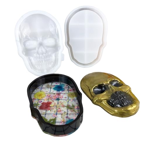 Kreative Totenkopf-Silikonform, Epoxidharz, Aufbewahrungsbox, Halter, Bastelform für Schmuckhalter von Psdndeww
