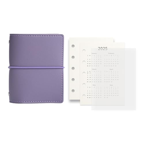 Leder 5 Ringe Binder Notizbuch mit Nachfüllpapier 5 Loch Binder Journal Planer Lederringe mit Kartentasche für Notizen von Psdndeww
