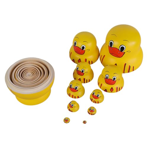 Psdndeww Set Von 10 Farbenfrohen Holzentgier Stapelbare Matryoshka Nisting Puppenspielzeug Für Kinder Lernen Dekorative Heimdeskornamente von Psdndeww