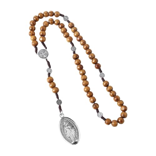 Rosenkranz-Halskette mit Holzperlen, katholisches Gebet, Kreuzmedaille, religiöses Accessoire für Kommunion und Taufe Rosenkranz-Halskette mit Holzperlen, katholisches Gebet, Kreuzmedaille, religiöses Accessoire für Kommunion und Taufe von Psdndeww