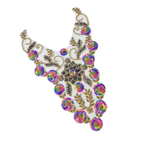 Stickerei-Applikation, Pailletten, Perlen, zum Aufnähen auf Kragen, Hochzeitskleid, Abendkleid, Dekoration Stickerei-Applikation, Pailletten, Perlen, zum Aufnähen auf Kragen, Hochzeitskleid, Abendkleid, Dekoration von Psdndeww