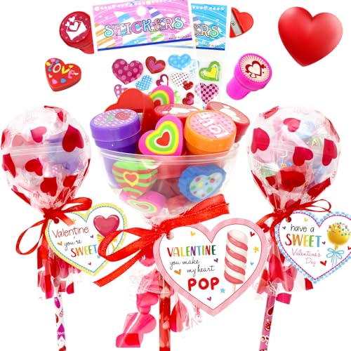 Pseutio Valentinstagsgeschenke für Kinder, Klassenzimmer, Valentinstagskarten für Kinder, Schule, Valentinstag, Schreibwaren mit Valentinstagskarten, Bleistiften, Aufklebern, Radiergummis, Stempeln, Pseutio Valentinstagsgeschenke für Kinder, Klassenzimmer, Valentinstagskarten für Kinder, Schule, Valentinstag, Schreibwaren mit Valentinstagskarten, Bleistiften, Aufklebern, Radiergummis, Stempeln, von Pseutio