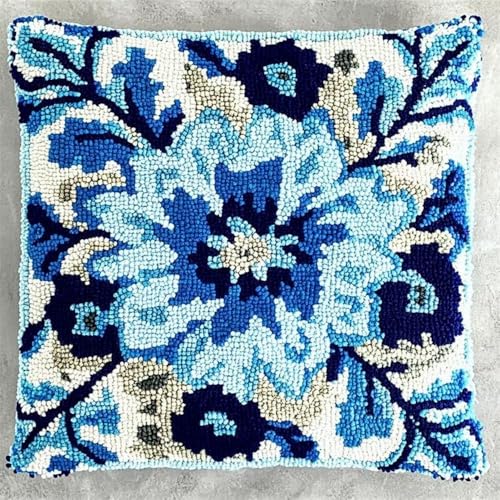 Pskgbxmu Gestempeltes Kreuzstich Kissen 45x45cm Blumen DIY Kissen Stickerei Set für kreative Inneneinrichtung Handarbeitsset für erwachsene Anfänger von Pskgbxmu