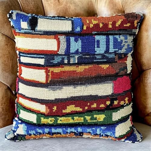 Pskgbxmu Gestempeltes Kreuzstich Kissen 45x45cm Buch DIY Kissen Stickerei Set für kreative Inneneinrichtung Handarbeitsset für erwachsene Anfänger von Pskgbxmu