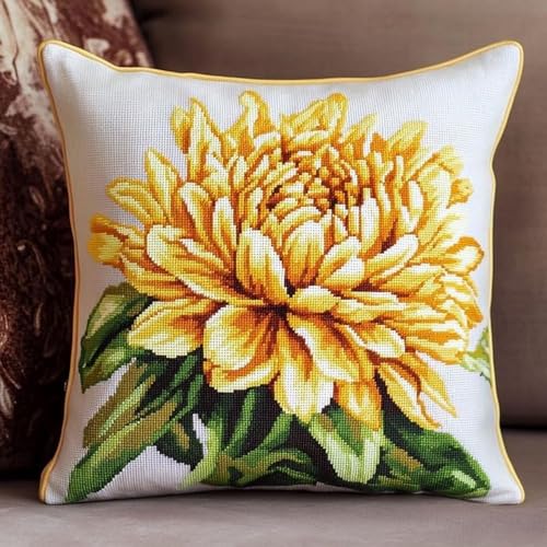 Pskgbxmu Gestempeltes Kreuzstich Kissen 45x45cm Chrysantheme DIY Kissen Stickerei Set für kreative Inneneinrichtung Handarbeitsset für erwachsene Anfänger Pskgbxmu Gestempeltes Kreuzstich Kissen 45x45cm Chrysantheme DIY Kissen Stickerei Set für kreative Inneneinrichtung Handarbeitsset für erwachsene Anfänger von Pskgbxmu