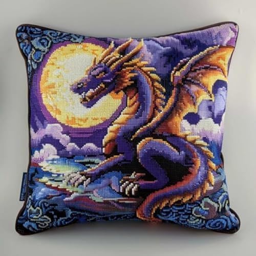 Pskgbxmu Gestempeltes Kreuzstich Kissen 45x45cm Drache DIY Kissen Stickerei Set für kreative Inneneinrichtung Handarbeitsset für erwachsene Anfänger Pskgbxmu Gestempeltes Kreuzstich Kissen 45x45cm Drache DIY Kissen Stickerei Set für kreative Inneneinrichtung Handarbeitsset für erwachsene Anfänger von Pskgbxmu