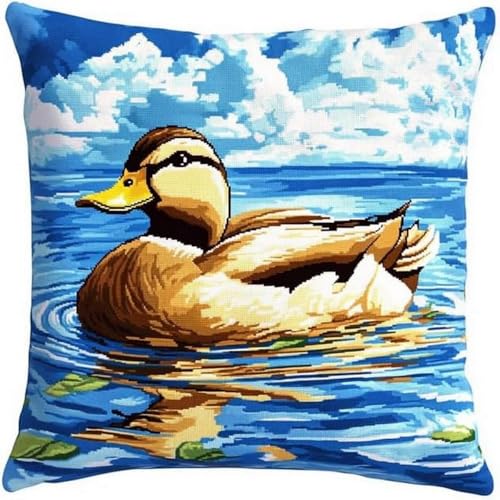 Pskgbxmu Gestempeltes Kreuzstich Kissen 45x45cm Ente DIY Kissen Stickerei Set für kreative Inneneinrichtung Handarbeitsset für erwachsene Anfänger Pskgbxmu Gestempeltes Kreuzstich Kissen 45x45cm Ente DIY Kissen Stickerei Set für kreative Inneneinrichtung Handarbeitsset für erwachsene Anfänger von Pskgbxmu