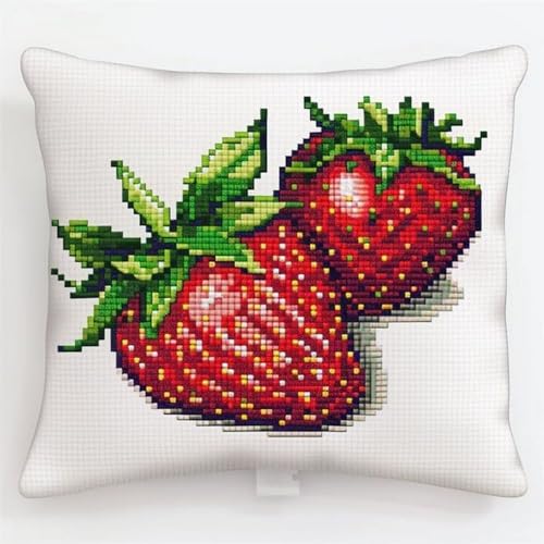 Pskgbxmu Gestempeltes Kreuzstich Kissen 45x45cm Erdbeere DIY Kissen Stickerei Set für kreative Inneneinrichtung Handarbeitsset für erwachsene Anfänger Pskgbxmu Gestempeltes Kreuzstich Kissen 45x45cm Erdbeere DIY Kissen Stickerei Set für kreative Inneneinrichtung Handarbeitsset für erwachsene Anfänger von Pskgbxmu