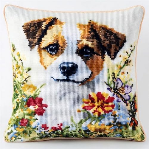 Pskgbxmu Gestempeltes Kreuzstich Kissen 45x45cm Haustierhund DIY Kissen Stickerei Set für kreative Inneneinrichtung Handarbeitsset für erwachsene Anfänger Pskgbxmu Gestempeltes Kreuzstich Kissen 45x45cm Haustierhund DIY Kissen Stickerei Set für kreative Inneneinrichtung Handarbeitsset für erwachsene Anfänger von Pskgbxmu