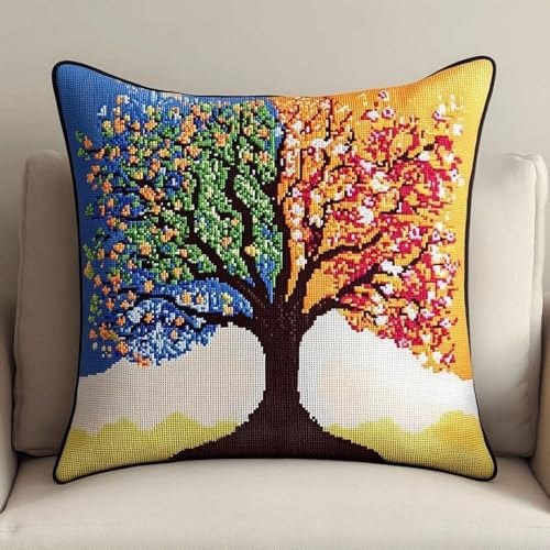 Pskgbxmu Gestempeltes Kreuzstich Kissen 45x45cm Hoher Baum DIY Kissen Stickerei Set für kreative Inneneinrichtung Handarbeitsset für erwachsene Anfänger Pskgbxmu Gestempeltes Kreuzstich Kissen 45x45cm Hoher Baum DIY Kissen Stickerei Set für kreative Inneneinrichtung Handarbeitsset für erwachsene Anfänger von Pskgbxmu