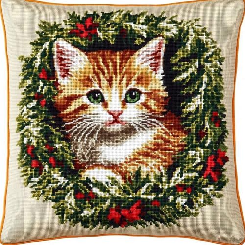 Pskgbxmu Gestempeltes Kreuzstich Kissen 45x45cm Kätzchen DIY Kissen Stickerei Set für kreative Inneneinrichtung Handarbeitsset für erwachsene Anfänger Pskgbxmu Gestempeltes Kreuzstich Kissen 45x45cm Kätzchen DIY Kissen Stickerei Set für kreative Inneneinrichtung Handarbeitsset für erwachsene Anfänger von Pskgbxmu