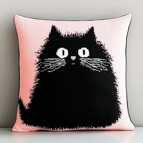 Pskgbxmu Gestempeltes Kreuzstich Kissen 45x45cm Katze DIY Kissen Stickerei Set für kreative Inneneinrichtung Handarbeitsset für erwachsene Anfänger Pskgbxmu Gestempeltes Kreuzstich Kissen 45x45cm Katze DIY Kissen Stickerei Set für kreative Inneneinrichtung Handarbeitsset für erwachsene Anfänger von Pskgbxmu