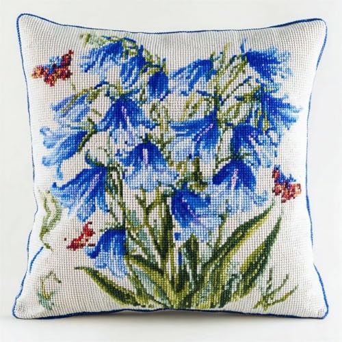 Pskgbxmu Gestempeltes Kreuzstich Kissen 45x45cm Maiglöckchen DIY Kissen Stickerei Set für kreative Inneneinrichtung Handarbeitsset für erwachsene Anfänger von Pskgbxmu