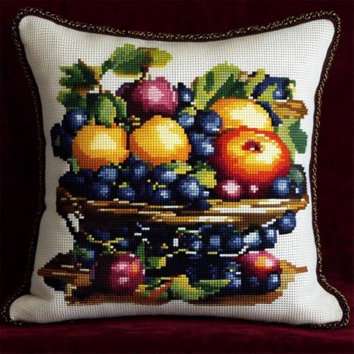 Pskgbxmu Gestempeltes Kreuzstich Kissen 45x45cm Obst DIY Kissen Stickerei Set für kreative Inneneinrichtung Handarbeitsset für erwachsene Anfänger Pskgbxmu Gestempeltes Kreuzstich Kissen 45x45cm Obst DIY Kissen Stickerei Set für kreative Inneneinrichtung Handarbeitsset für erwachsene Anfänger von Pskgbxmu