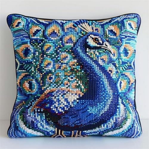 Pskgbxmu Gestempeltes Kreuzstich Kissen 45x45cm Pfau DIY Kissen Stickerei Set für kreative Inneneinrichtung Handarbeitsset für erwachsene Anfänger Pskgbxmu Gestempeltes Kreuzstich Kissen 45x45cm Pfau DIY Kissen Stickerei Set für kreative Inneneinrichtung Handarbeitsset für erwachsene Anfänger von Pskgbxmu