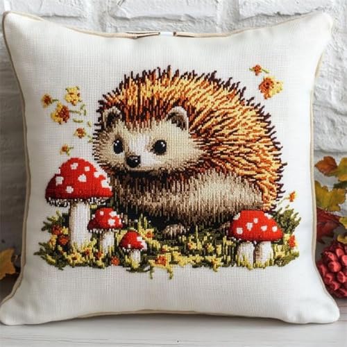 Pskgbxmu Gestempeltes Kreuzstich Kissen 45x45cm Pilz-Igel DIY Kissen Stickerei Set für kreative Inneneinrichtung Handarbeitsset für erwachsene Anfänger Pskgbxmu Gestempeltes Kreuzstich Kissen 45x45cm Pilz-Igel DIY Kissen Stickerei Set für kreative Inneneinrichtung Handarbeitsset für erwachsene Anfänger von Pskgbxmu