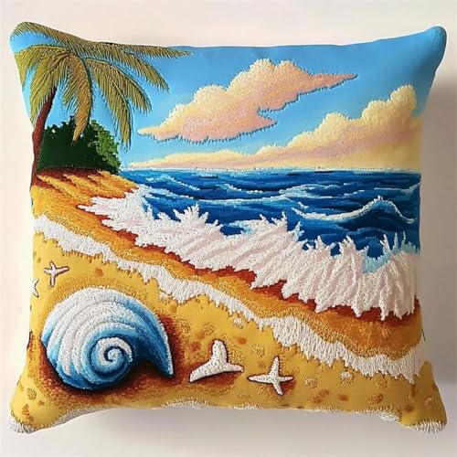 Pskgbxmu Gestempeltes Kreuzstich Kissen 45x45cm Strandschnecke DIY Kissen Stickerei Set für kreative Inneneinrichtung Handarbeitsset für erwachsene Anfänger Pskgbxmu Gestempeltes Kreuzstich Kissen 45x45cm Strandschnecke DIY Kissen Stickerei Set für kreative Inneneinrichtung Handarbeitsset für erwachsene Anfänger von Pskgbxmu