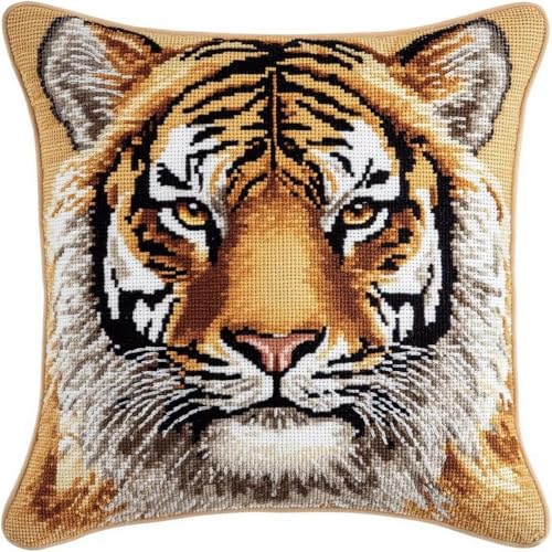 Pskgbxmu Gestempeltes Kreuzstich Kissen 45x45cm Tigerkopf DIY Kissen Stickerei Set für kreative Inneneinrichtung Handarbeitsset für erwachsene Anfänger Pskgbxmu Gestempeltes Kreuzstich Kissen 45x45cm Tigerkopf DIY Kissen Stickerei Set für kreative Inneneinrichtung Handarbeitsset für erwachsene Anfänger von Pskgbxmu