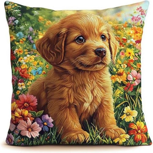 Pskgbxmu Gestempeltes Kreuzstich Kissen 45x45cm Welpe DIY Kissen Stickerei Set für kreative Inneneinrichtung Handarbeitsset für erwachsene Anfänger Pskgbxmu Gestempeltes Kreuzstich Kissen 45x45cm Welpe DIY Kissen Stickerei Set für kreative Inneneinrichtung Handarbeitsset für erwachsene Anfänger von Pskgbxmu