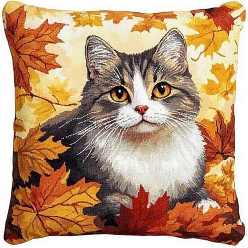 Pskgbxmu Kreuzstickpackung Gestempelte Stick-Kissenbezüge Herbstblatt Kätzchen DIY Gebastelt Kissenbezug ohne Kissenkern für kreative Inneneinrichtung Handarbeitsset 45x45cm Pskgbxmu Kreuzstickpackung Gestempelte Stick-Kissenbezüge Herbstblatt Kätzchen DIY Gebastelt Kissenbezug ohne Kissenkern für kreative Inneneinrichtung Handarbeitsset 45x45cm von Pskgbxmu