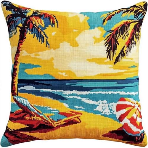 Pskgbxmu Kreuzstickpackung Gestempelte Stick-Kissenbezüge Strand DIY Gebastelt Kissenbezug ohne Kissenkern für kreative Inneneinrichtung Handarbeitsset 45x45cm Pskgbxmu Kreuzstickpackung Gestempelte Stick-Kissenbezüge Strand DIY Gebastelt Kissenbezug ohne Kissenkern für kreative Inneneinrichtung Handarbeitsset 45x45cm von Pskgbxmu