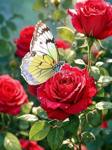 Pskgbxmu Vorgedruckt Kreuzstich Set Blumenschmetterling 11CT AnfäNger Kreuzstich Stickpackungen Stickbild Set für für Wandkunst-Heimdekoration 40x50 cm von Pskgbxmu
