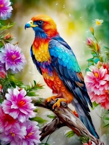 Pskgbxmu Vorgedruckt Kreuzstich Set Bunter Adler 11CT AnfäNger Kreuzstich Stickpackungen Stickbild Set für für Wandkunst-Heimdekoration 40x50 cm von Pskgbxmu