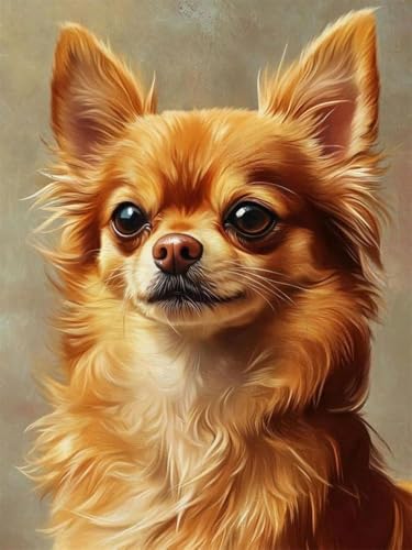 Pskgbxmu Vorgedruckt Kreuzstich Set Chihuahua 11CT AnfäNger Kreuzstich Stickpackungen Stickbild Set für für Wandkunst-Heimdekoration 40x50 cm von Pskgbxmu