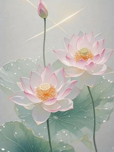 Pskgbxmu Vorgedruckt Kreuzstich Set Lotus 11CT AnfäNger Kreuzstich Stickpackungen Stickbild Set für für Wandkunst-Heimdekoration 40x50 cm von Pskgbxmu