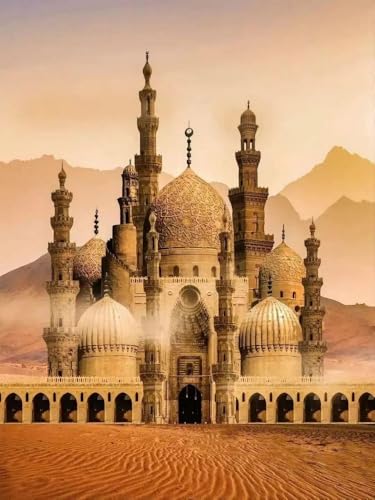 Pskgbxmu Vorgedruckt Kreuzstich Set Moschee 11CT AnfäNger Kreuzstich Stickpackungen Stickbild Set für für Wandkunst-Heimdekoration 40x50 cm von Pskgbxmu