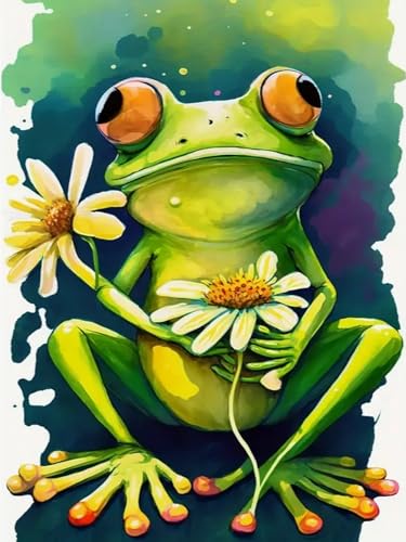 Pskgbxmu Vorgedruckt Kreuzstich Set Tierischer kleiner Frosch DIY Stickvorlagen 11CT Stickbilder Zum Sticken Starter Set FüR Erwachsene Kinder AnfäNger 40x50 cm von Pskgbxmu