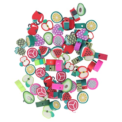 100 Stück Fruchtperlen, weiche Topfperlen, Polymer-Ton-Perlen, Obst, handgefertigte Perlen, gemischte Farben, Polymer-Ton-Perlen für Armbänder und Schmuckherstellung von Pssopp