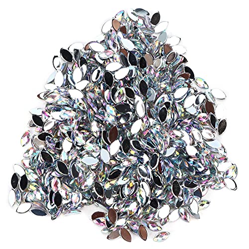 1000Pcs Pferdeauge Strasssteine ​​​​Pferdeauge Facettierte Glas Strass DIY Fancy Flatback Glaskristalle Perlen für Handwerk Dekoration Geschenk(Weiß) von Pssopp