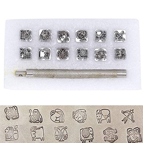 12 Stück Leder Stanzwerkzeuge Unterschiedliche Form Sattel Herstellung Stempel Stanzset Manuelles geschnitztes Präge-Kit für DIY handgefertigte Leder Art.-Nr.(#2) von Pssopp