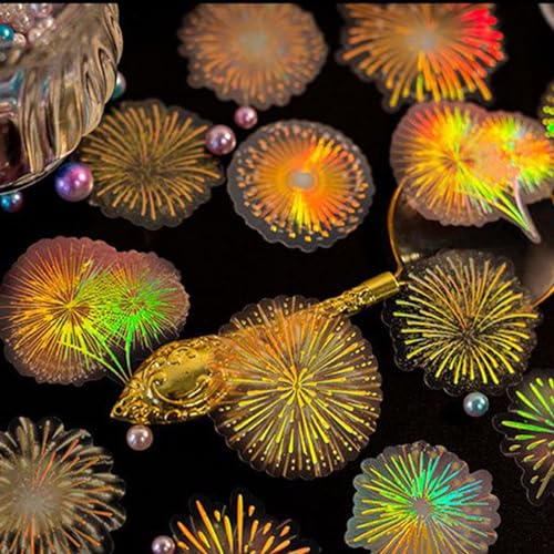 20 Blätter Scrapbook Stickers Fireworks Series Dekoration, Haustiermaterial, Romantische und Charmante Schönheit, Innovatives Design, Selbstklebstoff -Ästhetik -Aufkleber Scrapbook Card von Pssopp