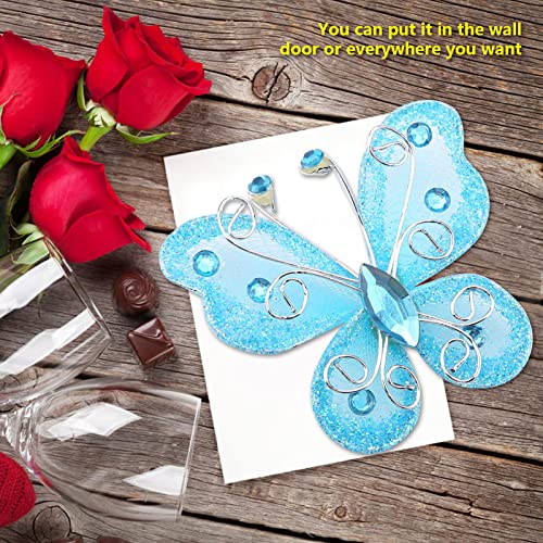 24pcs Weiße, Lila, Rosa Organza -Schmetterlinge für Hochzeitsdekoration, Nähen, Mittelstücke, Scrapbooking -Arbeit, Partydekoration (Blue) von Pssopp