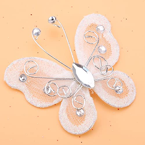 24pcs Weiße, Lila, Rosa Organza -Schmetterlinge für Hochzeitsdekoration, Nähen, Mittelstücke, Scrapbooking -Arbeit, Partydekoration (White) von Pssopp