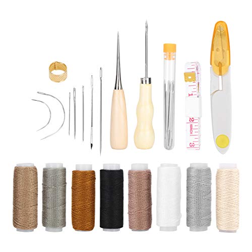 29Pcs Leather Craft Hand Stitching Tools Lederreparaturset Gebogene Polster Nähnadeln Leder gewachster Faden Ahle Fingerhut Nähzubehör 29Pcs Leather Craft Hand Stitching Tools Lederreparaturset Gebogene Polster Nähnadeln Leder gewachster Faden Ahle Fingerhut Nähzubehör von Pssopp