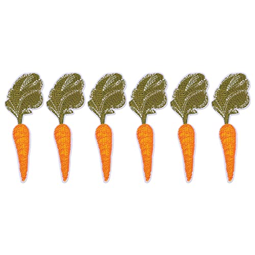 6 Stück Patches Carrot Farm Patch Carrot Design Applikationen Zum Aufnähen/Aufbügeln Aufnäher Bestickte DIY Patches Niedliche Aufnäher Kinderhandwerk Bestickte Aufnäher für Kindergeschenke von Pssopp