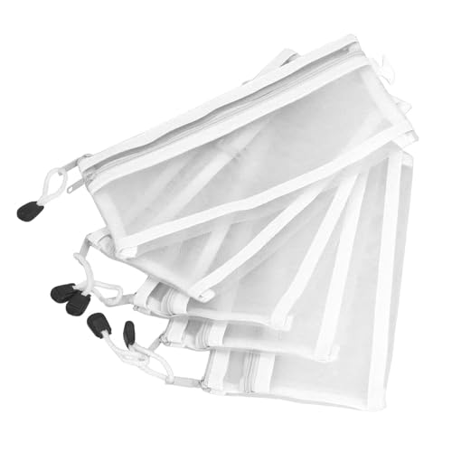 A6 10pcs Doppelschicht -Netz Reißverschlussbeutelbeutel, 23x12 Cm Nylon Wasserdichte Dokumentbeutel mit Hangeseil für Büroschule zu Hause (WHITE) von Pssopp