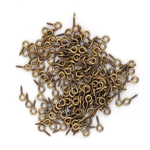 Anhänger Mini Eye Pins Haken 200pcs Legierungsmaterial Strong und Robustes Einschraubungsdesign Ideal für Harzohrringe Halsketten Anhänger mit Bronze Finish (antike Bronze) von Pssopp
