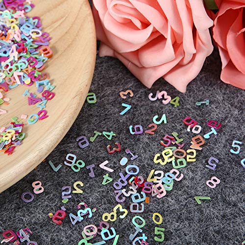 Buntes Pailletten-Konfetti für Party und Nageldekoration, ideal für Geburtstags-, Hochzeits- oder Ballon-Dekorationen, Kunststoffmaterial (Zahlen 0–9 gemischte Farben) von Pssopp