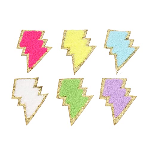 Dekorative Gestickte Flecken, Blitzeisen auf Flecken DIY Dekorative Patch -Kleidungszubehör für Reparaturkleidungschattierungen Schäden, 6 PCs Muster Reparaturflecken von Pssopp