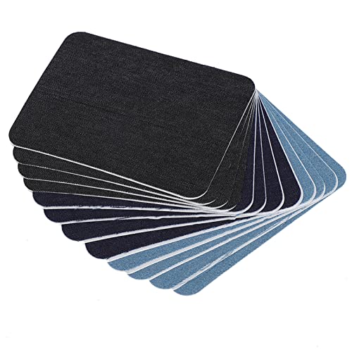 Einfach auf den Bügeln auf Flecken, eine Vielzahl von Farben, Reparatur und Dekoration für Kleidung, 12 Stück, 3,7 X 4,9 Zoll mit Schwarz, Dunkelblau, Hellblau, Format 9,5 X 12,5 Cm / 3,7 4, Zoll, von Pssopp