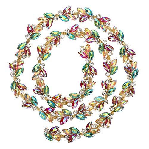 Kristall Trim Kette Blumenförmige Diamant Kristall Kette Braut Applique Perlen Trim Kette für Kleidung Halskette Ohrentropfen Dekoration(2cm) von Pssopp
