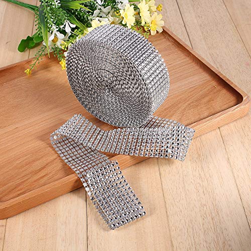 Kuchenband 10 Yards, Atemberaubender ' Look', Vielseitige Dekoration Selbstkleber Kristall - -Band für Hochzeitsfeier Herzstück, Geburtstagsdekoration, mit 8 Reihen von Reihen (SILVER) von Pssopp