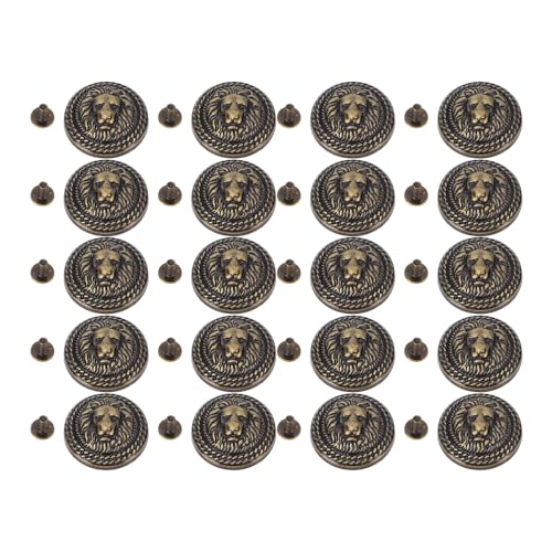Löwenkopfniet, 20 Sets 24 -Mm -Zinklegierung Dekorativen Vintage Head Nietknopf mit 7 Mm Schrauben, für Taschen, Schuhe, Kleidung und Mehr (Silberschwarz) (antike Bronze) von Pssopp